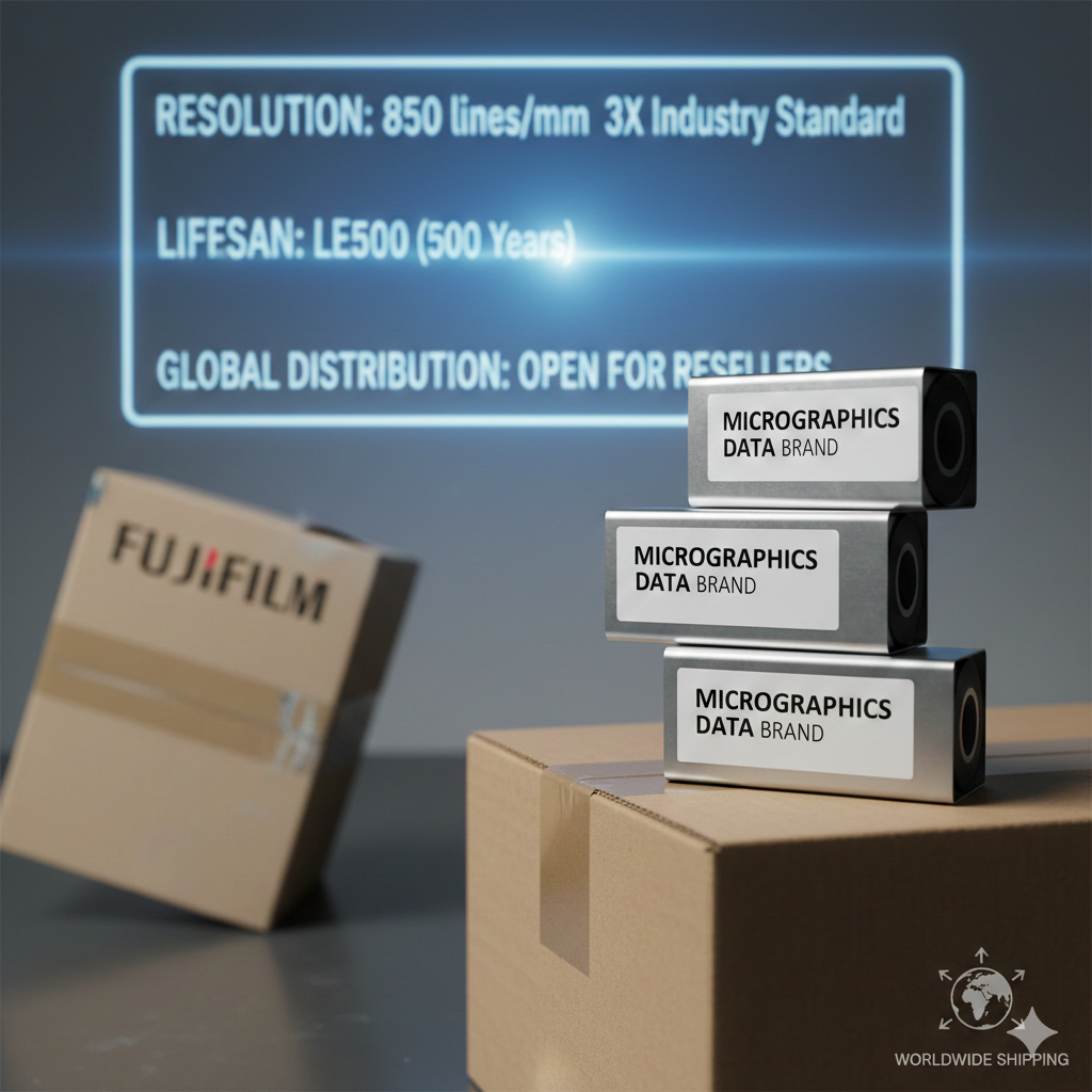 Micrographics Data brand 16mm and 35mm silver halide microfilm rolls for archival preservation