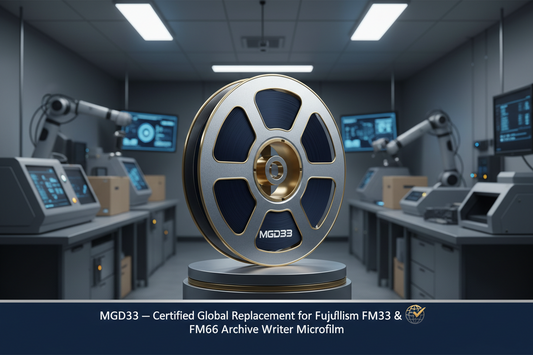 Introducing MGD33 — The Certified Global Replacement for Fujifilm FM33 & FM66 Archive Writer Microfilm