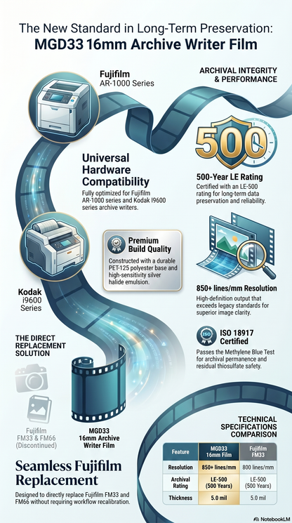 Micrographics Data MGD33 16mm Archive Media | 16mm Microfilm for Long Term Archiving