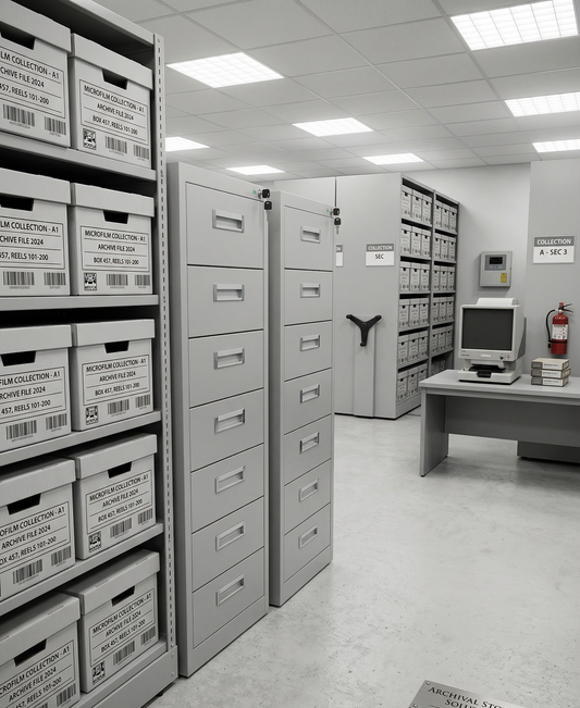 Micrographics Data MRC001: Premium 16mm/35mm Microfilm Storage Cabinet (8-Drawer)