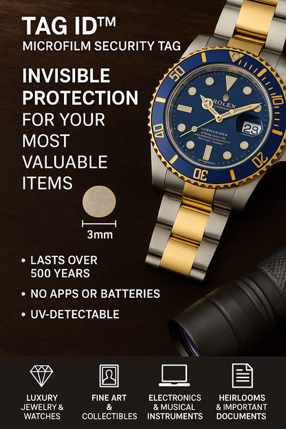 TAG ID™ Micro Film Security Tag – Invisible Protection for Your Most Valuable Items